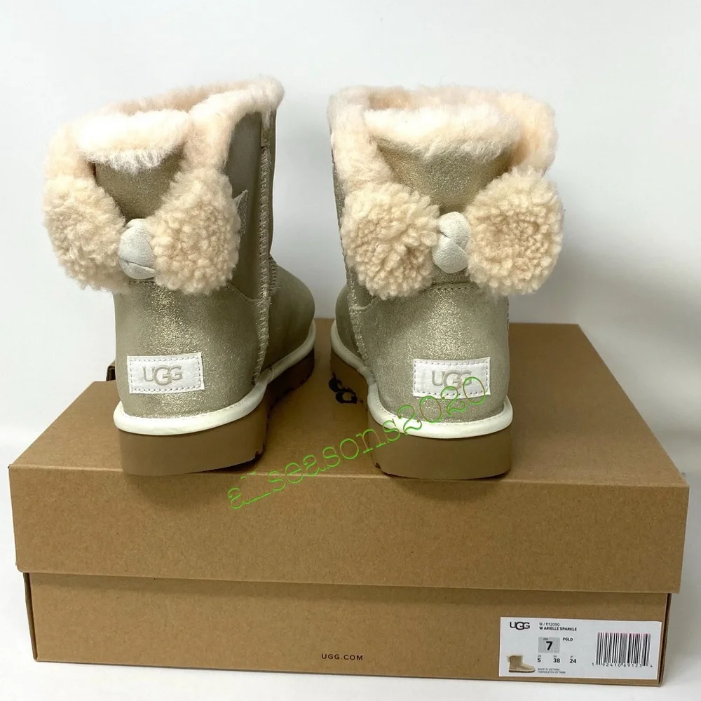 💥MEGA SALE!💥UGG Women’s Boots Arielle Sparkle Boot Fur Gold Size 6 1112090 - Picture 3 of 11